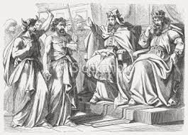 Ahab and Jehoshaphat listen to Michiah.