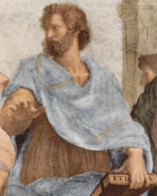 Aristotle.  Detail from The School of Athens by Raphael.