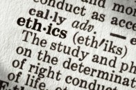 Dictionary definition of the word "ethics", in macro.