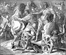 Ahab hit with arrow.