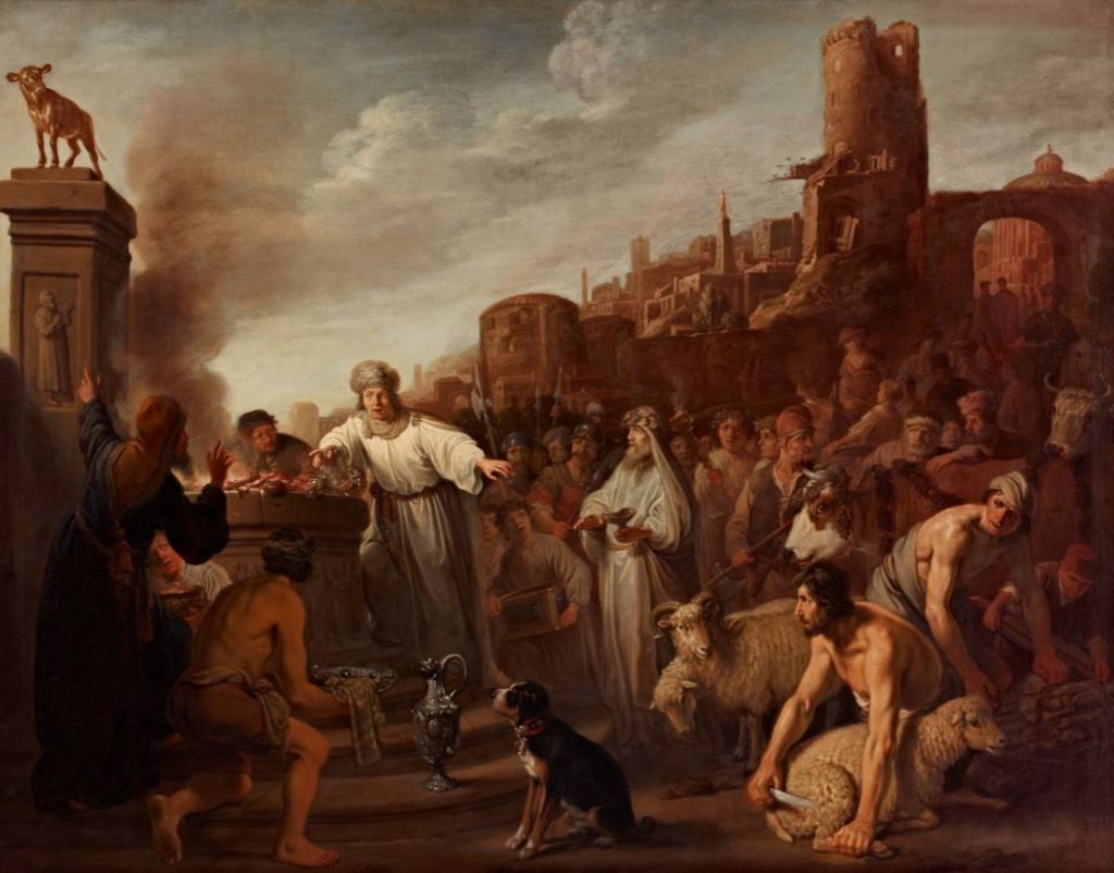 Jeroboam sacrificing to his idol, Claes Corneliszoon Moeyaert, 1641.